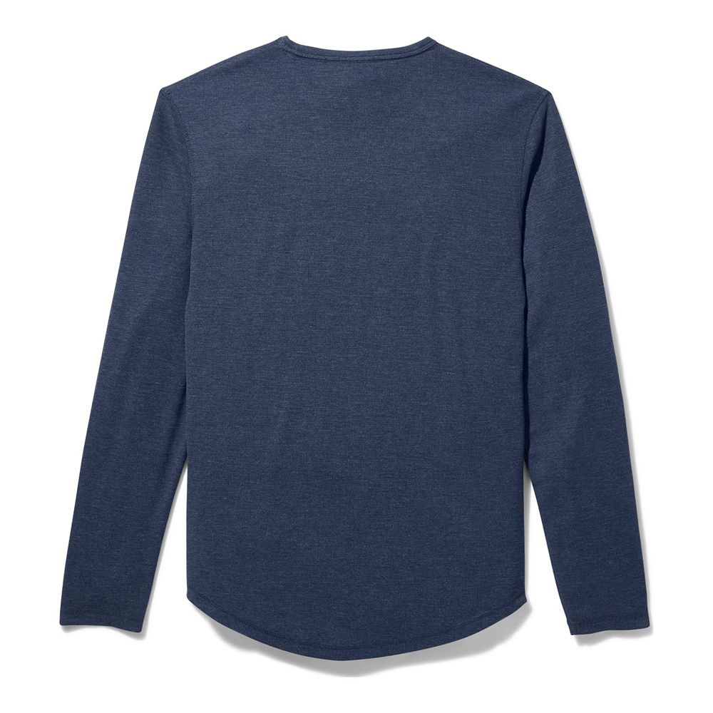 Camisa Timberland Hombre Dyer River Slim-Fit Long-Sleeve Waffle-Knit Azules - Chile WVZ-468927
